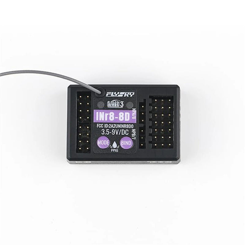Flysky INr8-8D 2.4GHz 8CH AFHDS 3 Waterproof RC Receiver Integrated Lighting Control Compatible with NB4 NB4+ NB4PRO NB4 PRO+ Transmitter for RC Airplane Car Crawler Truck Racing Buggy