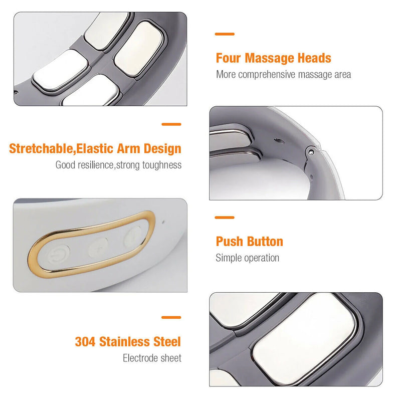 CHIGO 4-Head Neck Massager TENS Muscle Neck Massager Wireless Electric Neck Massager Device 6 Massage Modes 9 Strength Levels