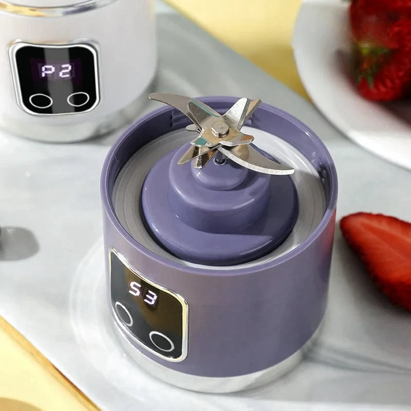 450ml Fruit Juicer 8 Blades 3 Gears USB Rechargeable Portable Blender Ice Blender for Shakes and Smoothies Powerful Motor Digital Display Juice Cup