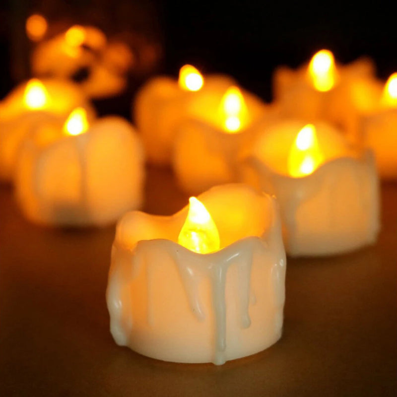 12pcs LED Electronic Tealight Remote Control Timing Tears Christmas Wedding Birthday Confession Decoration Flash Candle with 2-Key Remote Control