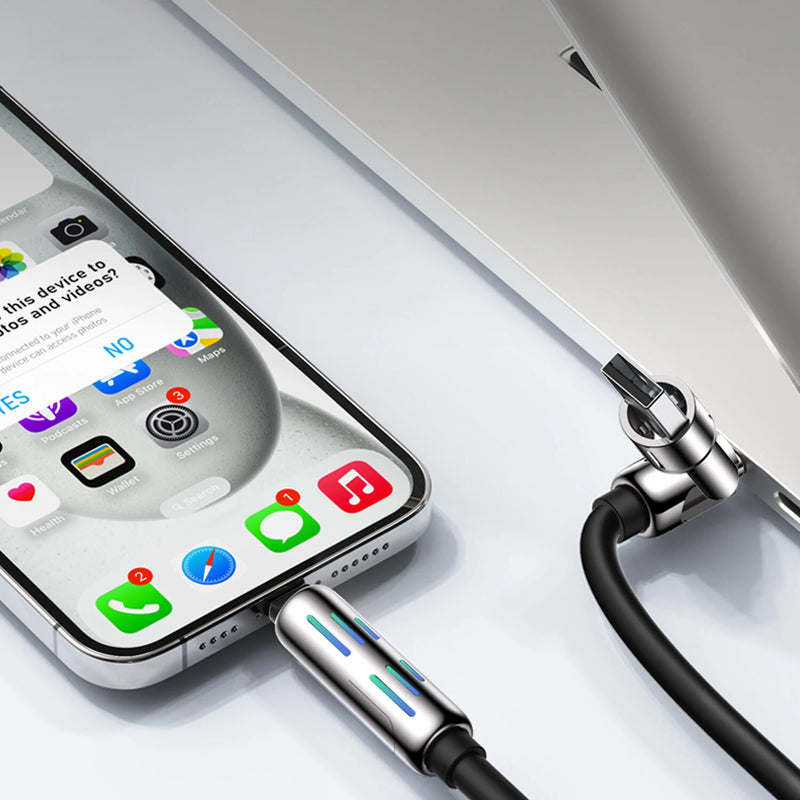BlitzWolf BW-HDC6 4-in-1 USB Cable 1.2M RGB Breathing Light PD 240W Fast Charging Cable Zinc Alloy Shell & Liquid Silicone Data Cable