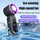 Tevorex Portable Ice Cooling Handheld Small Fan High-speed Rechargeable 3000mAh Battery 199 levels Wingspeed Adjustable LCD Digital Display for Outdoor or Indoor