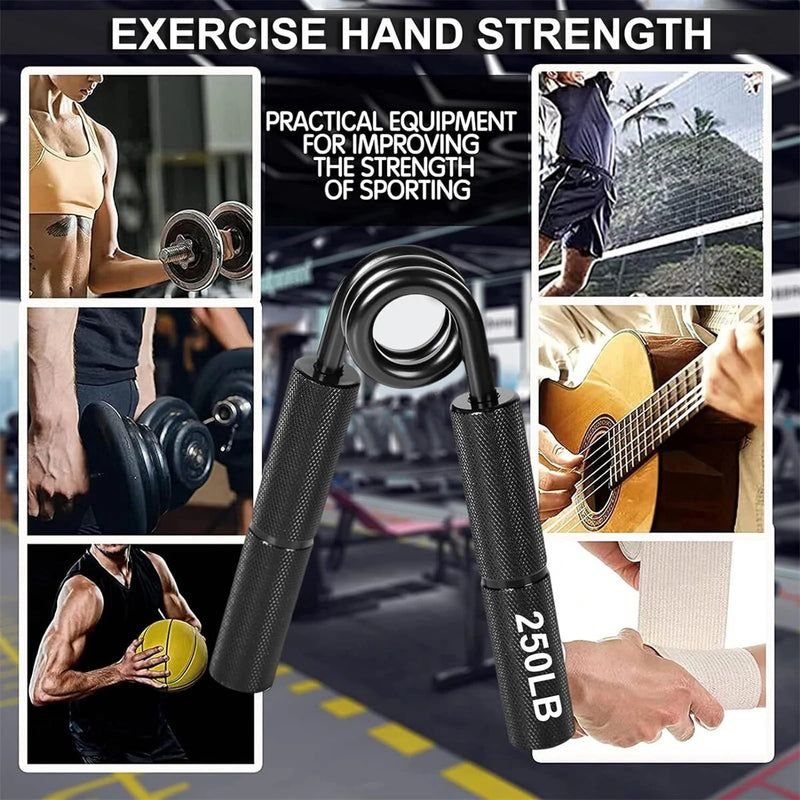 250LB Hand Grip Strengthener Metal Gripper Aluminum Handle Professional Strength Handgrip Finger Training for Gym Sport
