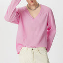 INCERUN Men Fashion V-neck Long Sleeve T-shirt Comfy Loose Fit Solid Color Tshirt Top for Men Plus Size, Spring Fall