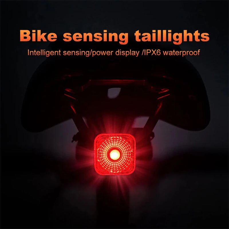 BENGGUO Smart LED Digital Display Bike Taillight Brake Sensing IPX6 Waterproof 500mAh Long Battery Life USB Charging Warning Safety Warning Back Light for Night Cycling