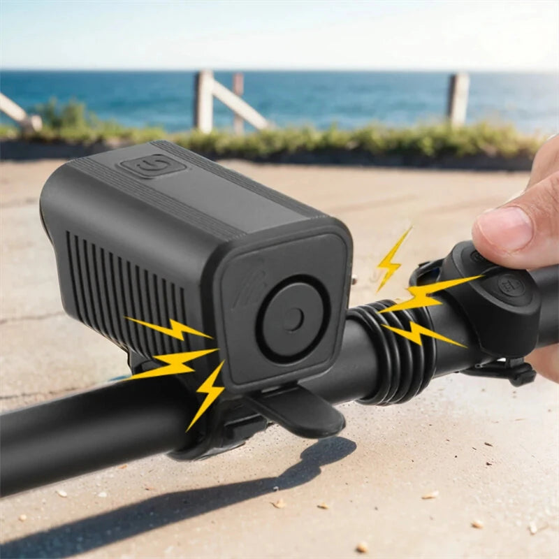 BENGGUO 2-in-1 LED Bicycle Front Light with Bell Horn 4 Super Bright LEDs 500mAh Battery Type-C Charging Safe for Night Cycling
