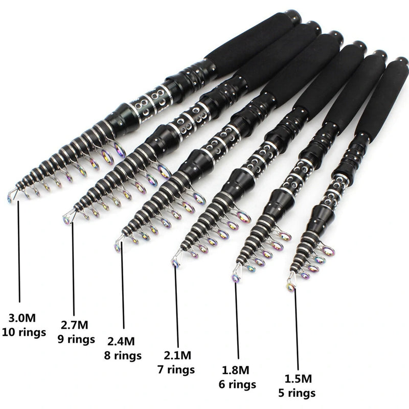 Ultra-short Portable Spinning Rod Carbon Fiber 10KG Max Load Telescopic Fishing Rod for Freshwater Saltwater Fishing