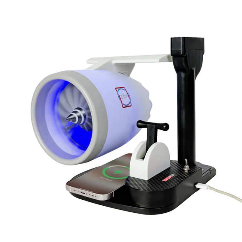 NIKOLATOY New Desktop Aircraft Engine Turbo Fan JetFan Equipped with Wireless Charging and Humidifier Ornaments Decorations Collection Science Discovery Toys