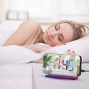 Large Screen Electronic LED Mirror Clock Colorful RGB Display Colorful Night Light Radio Projection Clock Led Electronic Clock Desktop Alarm Clock