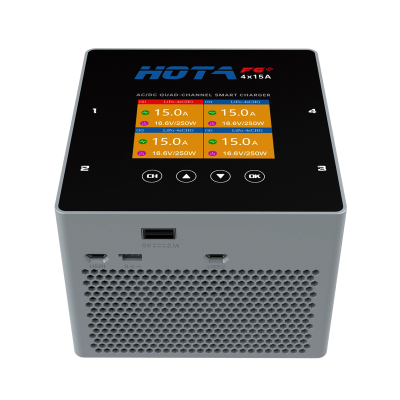 HOTA F6+ AC/DC AC500W DC250Wx4 15Ax4 Smart Balance Charger for Lipo LiIon NiMH Battery
