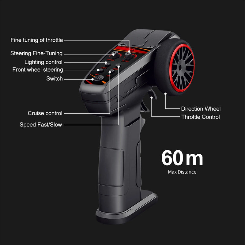 Wltoys 184023 RTR 1/18 2.4G 4WD RC Car Rock Crawler Off-Road Climbing Truck Full Proportional Remote Control LED Light Portal Axle Mechanical Gear Shifting Two Speed Metal Wheel Hub Vehicles Models Toys