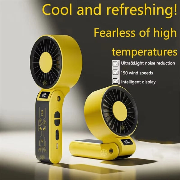Foldable Handheld Fan 150 High Speed Adjustable Noise Free USB Rechargeable 5000mAh Lightweight Design Cooling