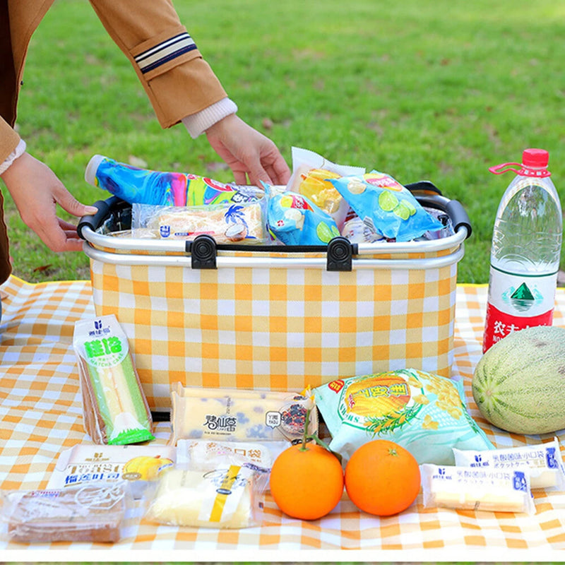 IPRee Folding Basket Picnic Basket Outdoor Handheld Basket Insulation Box Household Supermarket Shopping Storage Basket
