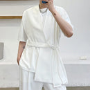 INCERUN Mens Solid Fashion Irregular Slanting Lapel Sleeveless Waistcoat