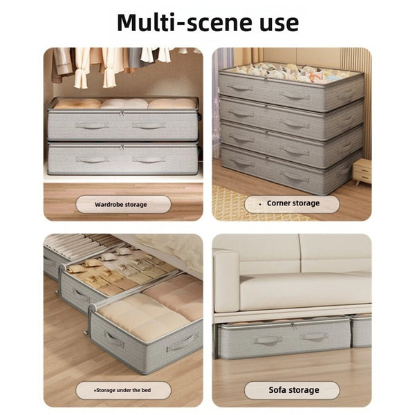 4PCS Large Capacity Under Bed Storage Bags Containers Space Saving Clothes Blanket Organizer Foldable Underbed Storages Bins