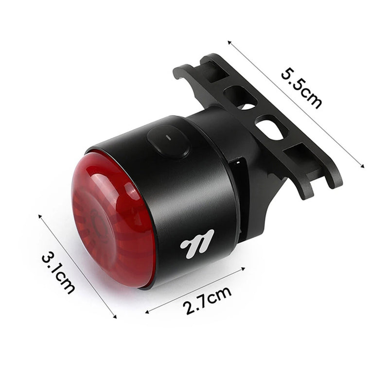 WEST BIKING 80LM Smart Dynamic Brake Sensing Bicycle Taillight 400mAh Battery Type-C Fast Charging IP65 Waterproof Vibration-sensing Bike Rear Light for MTB Night Cycling