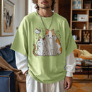 INCERUN Mens Cat Print Long Sleeve T-Shirt Casual Comfortable Crew Neck Top for Male Spring Fall S-5XL