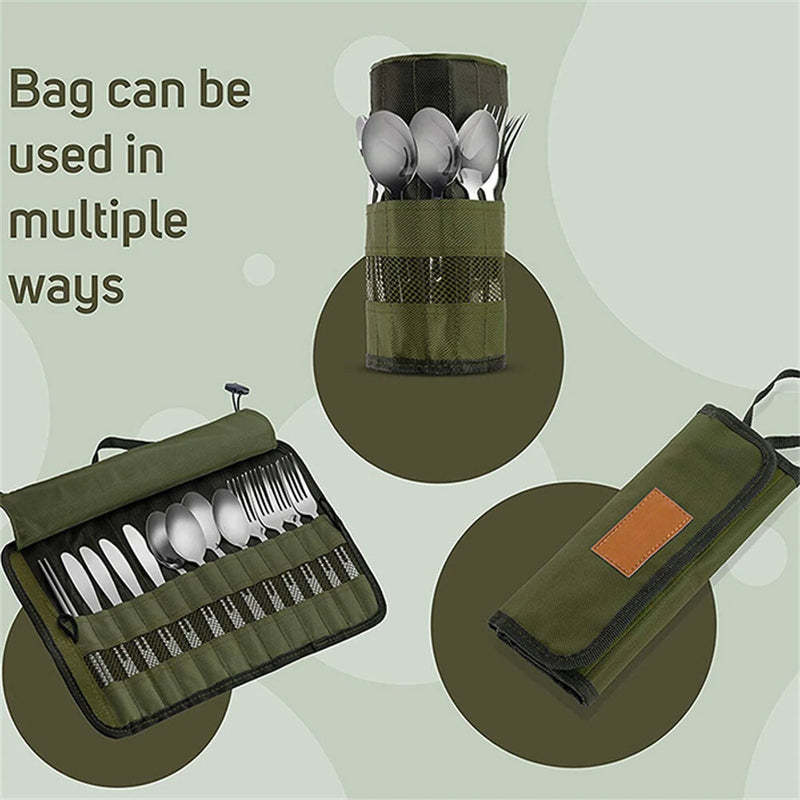 IPRee Cutlery Bag Portable Camping Kitchen Cooking Utensil Set Kitchenware Set Storage Bag Kitchen Gadgets for Barbecue Party Only Bag