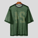 INCERUN Mens Mesh Number Print Short-Sleeve T-Shirt Fashion Streatwear Matching Jerseys Top for Male Plus Size S-5XL