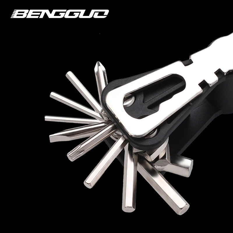 BENGGUO 18 in 1 Bicycle Multitool Wrench Repair Tool Kit Alumium Alloy Screwdriver and Chain Mini Portable Repair Accessories for MTB and Road Bikes