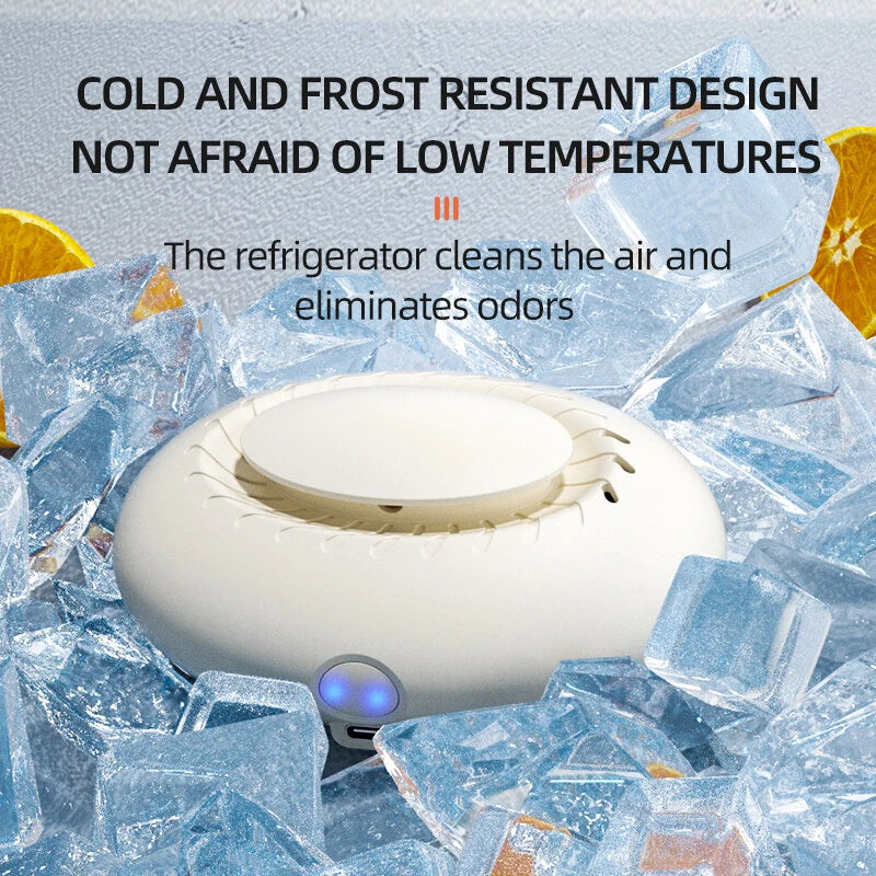 Household Refrigerator Deodorizing Sterilizing Air Purifier 18650mAh 3 Mode Adjustment Intelligent Ozone Deodorizer Fresh-Keeping Sterilization Deodorizer