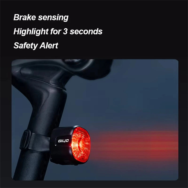 GIYO Smart Brake Sensing RGB Bicycle Taillight Waterproof Warning Flash Lamp USB Charge Bike Rear Light for Outdoor MTB Night Riding Safting