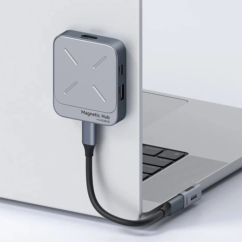 Hagibis TC100 Type-C Magnetic Docking Station with 10Gbps USB-A USB-C PD100W 4K/60Hz HD  3.5mm Audio SD/TF3.0 Card Reader Multi-ports Hubs Adapter