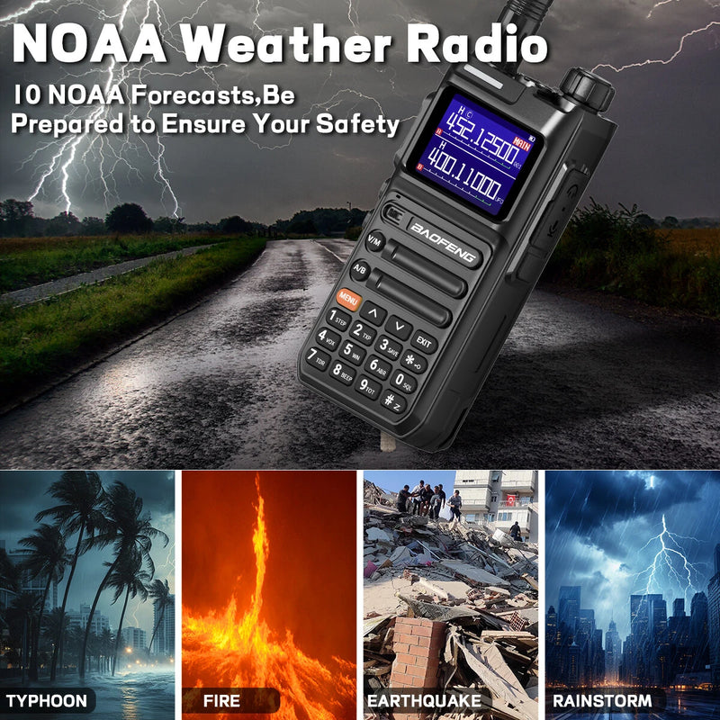 Baofeng UV-26 10W High Power Walkie Talkie Handheld Two Way Radio Long Range Multi Band NOAA Weather Alert 999 Channels Rechargeable Battery Type-C Charging Wireless Frequency Copy Transceiver Radio