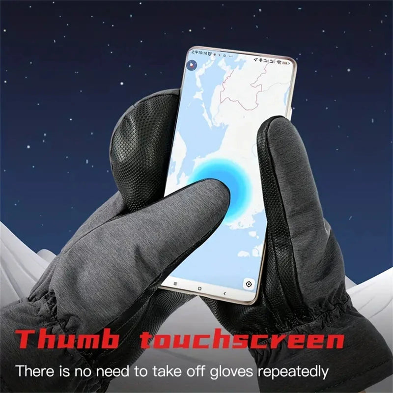 1Pair Outdoor Sports Waterproof Skiing Gloves Professional Thermal Warm Gloves Thick Windproof Snow Gloves Cycling Gloves