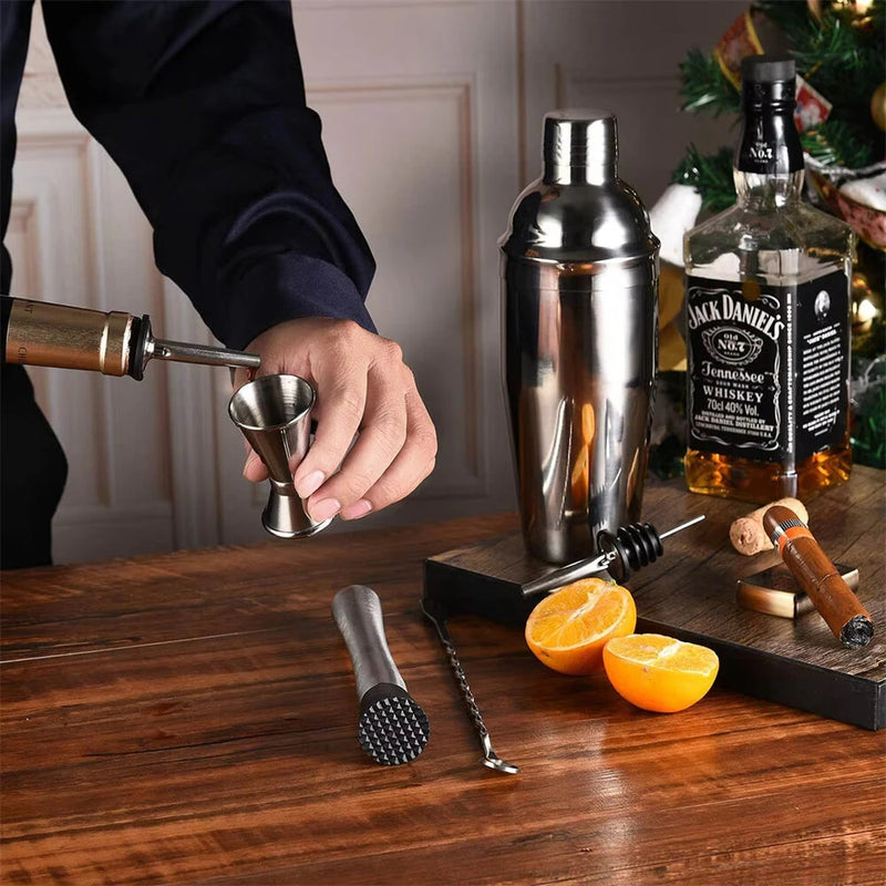 6PCS Stainless Steel Cocktail Shaker Set Professional Martini Drink Mixer Tool Set for Home Bar Party