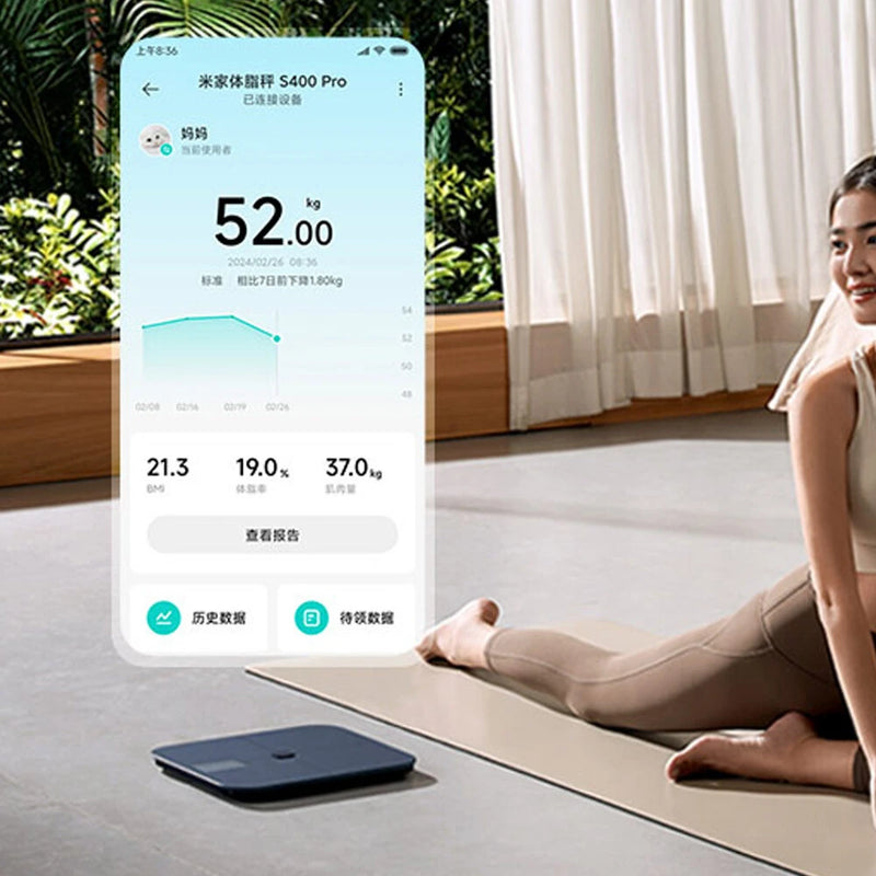 XIAOMI Mijia S400 Pro Smart Body Fat Scale 25 Metrics 3.5" TFT Screen Dual-Frequency BIA Bluetooth 5.1 High-Precision 0.1~150kg Range Works with MiHome APP