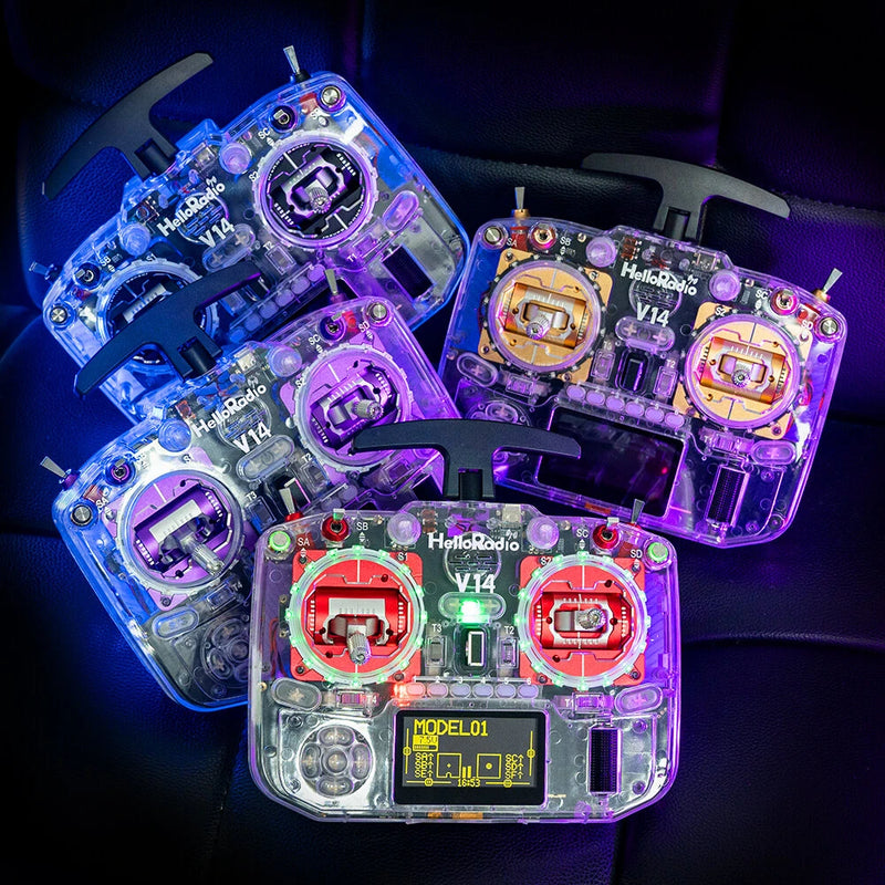 HelloradioSky V14 MAX/MAX R9 2.4GHz Transparent Built-in 1000mW ELRS/4IN1 CNC Metal RDC90 Gimbal Open Source EdgeTX Radio Transmitter OLED Screen for FPV Racing Drone