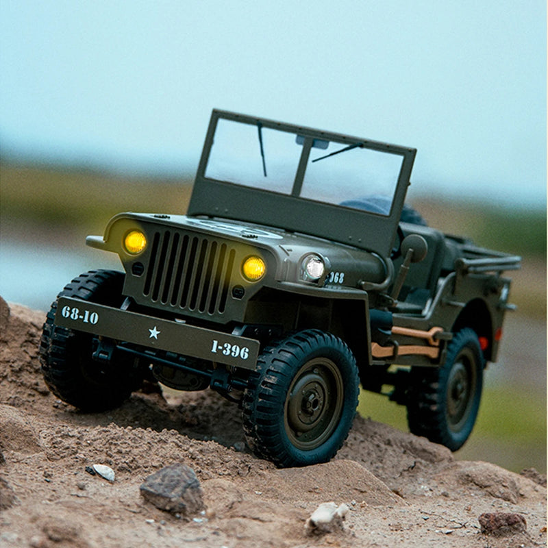 JJRC C8815 RTR 1/10 2.4G 4WD RC Car Willys Military Truck Off-Road Climbing LED Light Optional Winch Canopy Metal Frame Rock Crawler Full Proportional Vehicles Models Toys