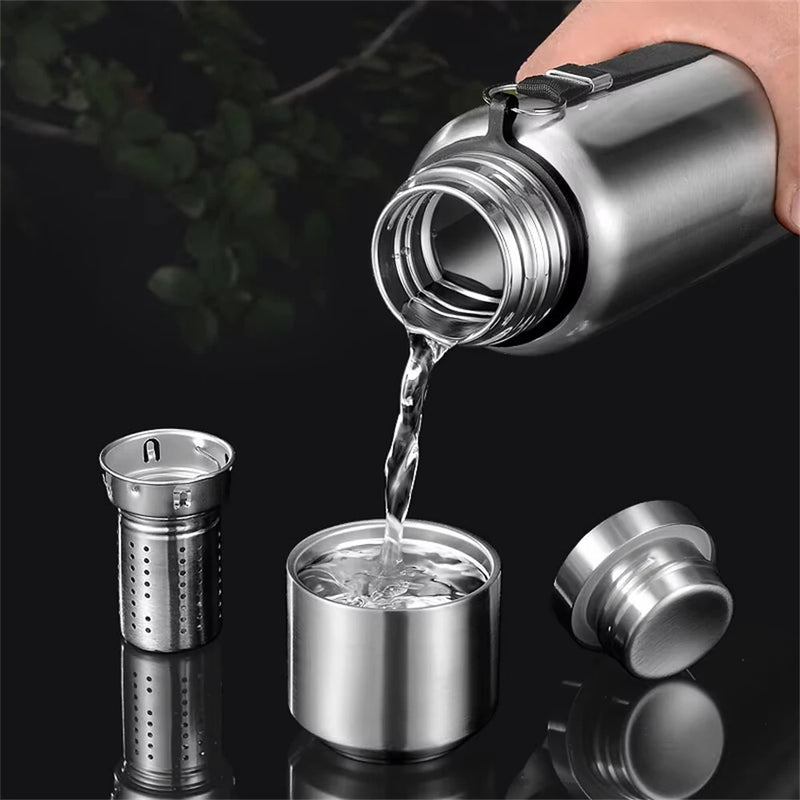 IPRee Large Capacity 1000ml/2000ml Cold Thermal Thermos Tumbler Stainless Steel Insulated Tea Coffee Water Bottle Insulation Flask Pot Travel Mug