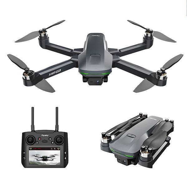 Toysky S197 GPS 5G WiFi FPV with LCD Screen Controller HD Dual Camera Servo Gimbal Optical Flow Positioning Brushless Foldable RC Drone Quadcopter RTF
