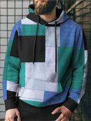 ChArmkpR Mens Hoodies Color Block Kangaroo Pocket Loose Drawstring Hoodies Sweatshirts