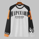 INCERUN Mens Casual Color-Block Long-Sleeve T-Shirt Fashion Loose Fit Crew Neck Racing Tshirt for Male S-5XL