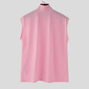 INCERUN Mens Casual Daily Print Vest Stretch Turtleneck Tank Top for Male