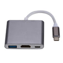 USB 3.1 Converter USB-C to HD Adapter Hub 3-in-1 Type-C to HDMI/USB 3.0/Type-C Aluminum for Apple Macbook Adapter