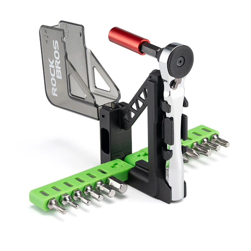 ROCKBROS 12-in-1 Portable Mini Bicycle Repair Tools Kit Multifunction Aluminum Alloy Bike Ratchet Wrench Screwdriver Maintenance Set for Road MTB