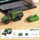 HJ2025-7D/8D RTR 1/64 2.4G RWD RC Car Mini Alloy Military Truck Three Speed LED Light Sound Support App Remote Control Simulation Transport Command Vehicles Models Toys