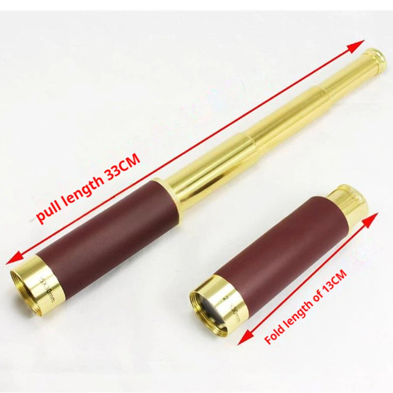 IPRee Pirate Monocular Telescope 25x30 High Powered Zoomable Collapsible Monocular Brass Spyglass Handheld for Hunting Hiking Travel