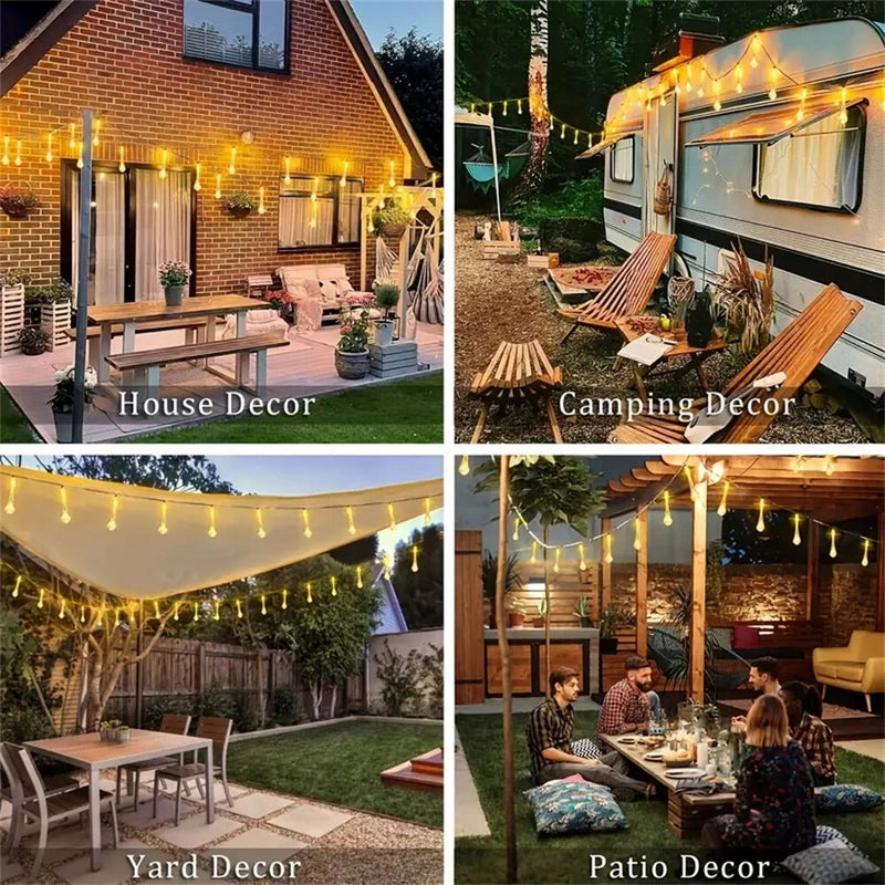 IPRee 7 Meter/50 LED Solar Droplet Lights String Outdoor Waterproof Garden Lawn Paths Fencing Wedding Party Holiday Decora Solar Powered Light