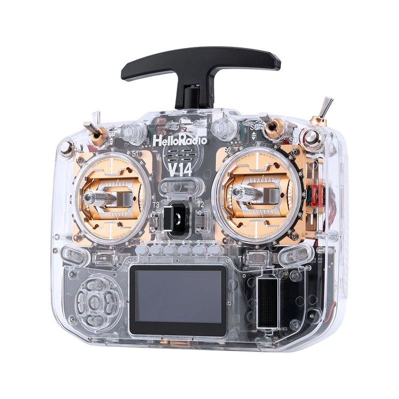 HelloradioSky V14 MAX/MAX R9 2.4GHz Transparent Built-in 1000mW ELRS/4IN1 CNC Metal RDC90 Gimbal Open Source EdgeTX Radio Transmitter OLED Screen for FPV Racing Drone