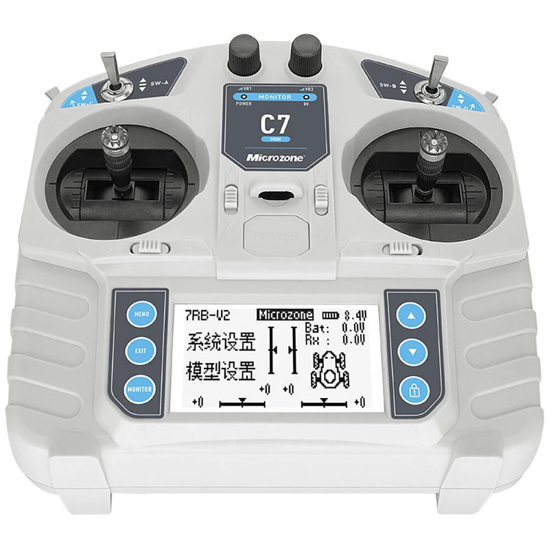 MicroZone MC7 C7 MINI 2.4GHz 8CH Radio Transmitter with MC8RE-V2 Receiver for RC Aircraft FPV Racer Drone Multirotor Helicopters