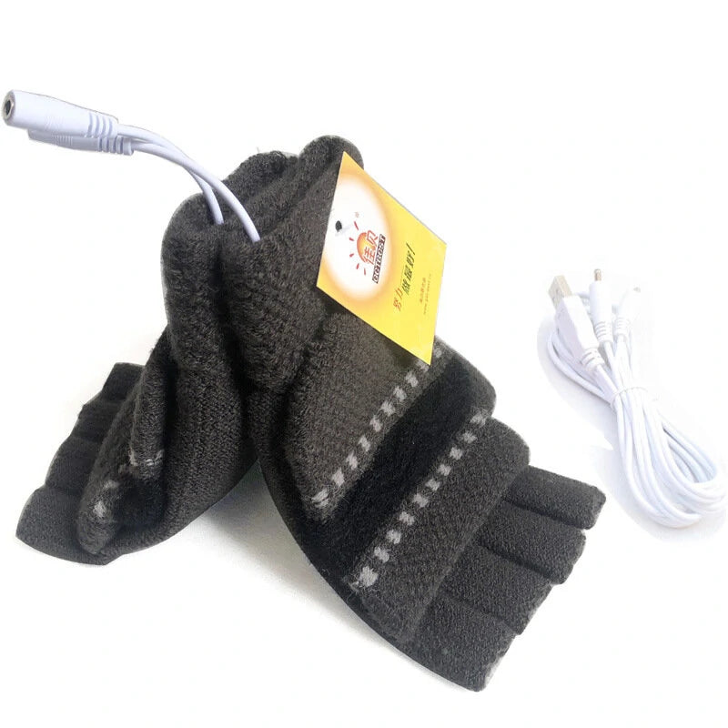 TENGOO 1pair Heated Gloves Mittens Knitting Fingerless Comfortable Winter Gloves for Indoor or Outdoor Man Women