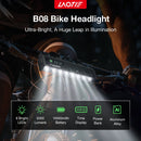 LAOTIE B08 8 LEDs Bicycle Headlight 5000 lm Brightness 500m Distance IP65 Waterproof Type-C Rechargeable Battery Digital Display Protable Flashlight for MTB Road Cycling