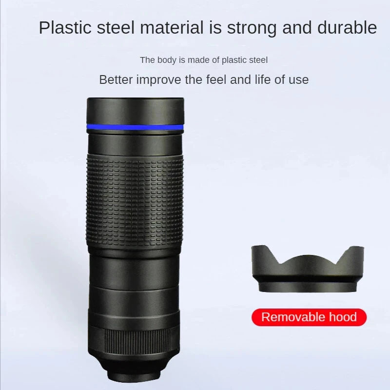 36X Phone Camera Telephoto Lens 4 In 1 Clip-on Telecope Zoom Macro Fisheye with Tripod Eyemask Storagebag Clip-On Lense for  Hiking Camping Wildlife Observation Moon Sports Game Concert Watching