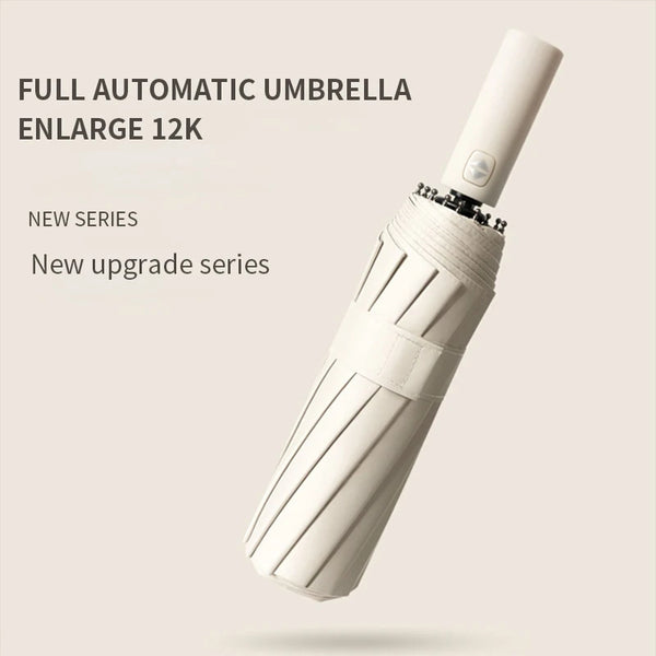 AGSIVO Travel Automatic Folding Umbrella 12 Ribs Reinforced Windproof UPF 50+ UV Protection Auto Open Close For Men and Women