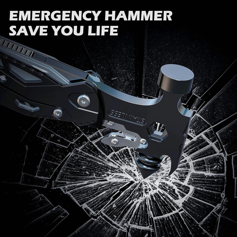 IPRee 16 In 1 Multifunctional Hammer Survival Tool Folding Pocket Pliers With Screwdriver Bottle Opener For Survival Camping Hunting Outdoor